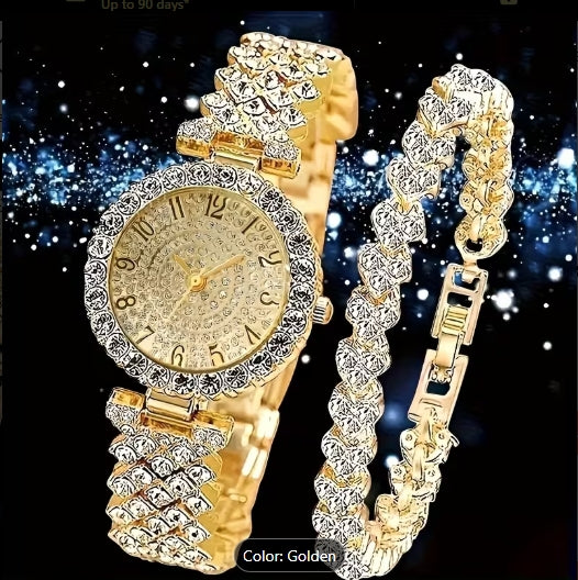 2pcs Set Fashion Ladies Elegant Quartz Watch